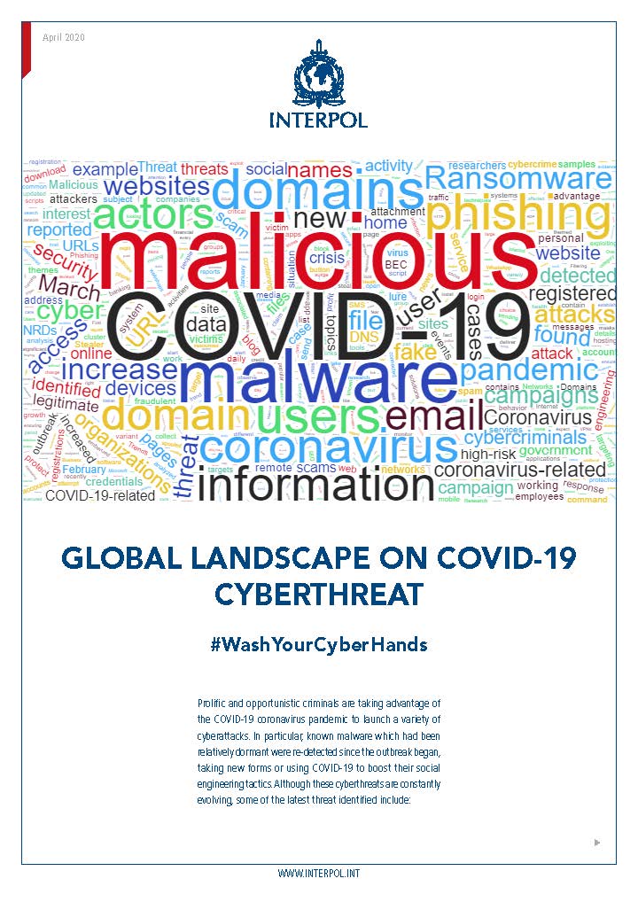 Factsheet INTERPOL Global Awareness Campaign on COVID 19Cyberthreats Page 1
